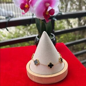 Gold and Black Clover Bracelet